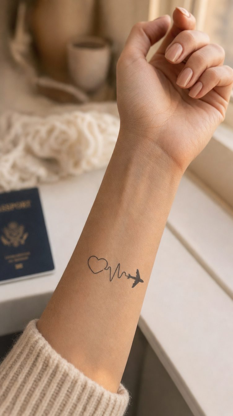 Tatuaj temporar Calatorie aplicat pe piele